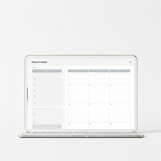 Digital planner displayed on a sleek tablet showing minimalist weekly spreads