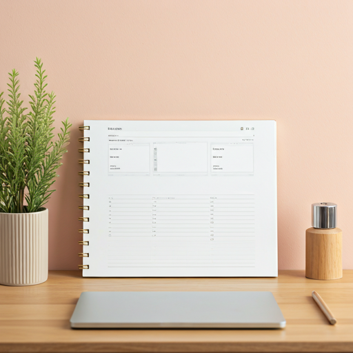 Digital workspace setup with planner