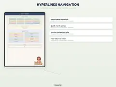 Budget planner hyperlink navigation and dashboard preview.