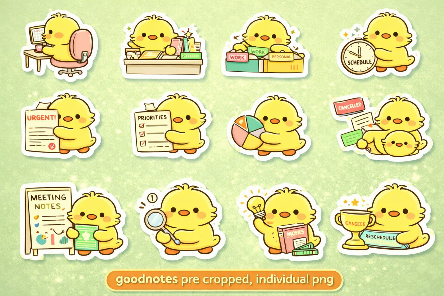 Cute planner stickers styled on a digital planner page.