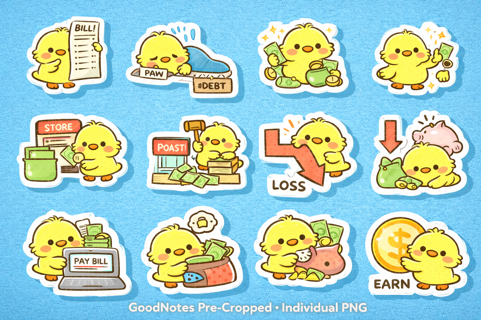 Close-up of cute finance sticker details.