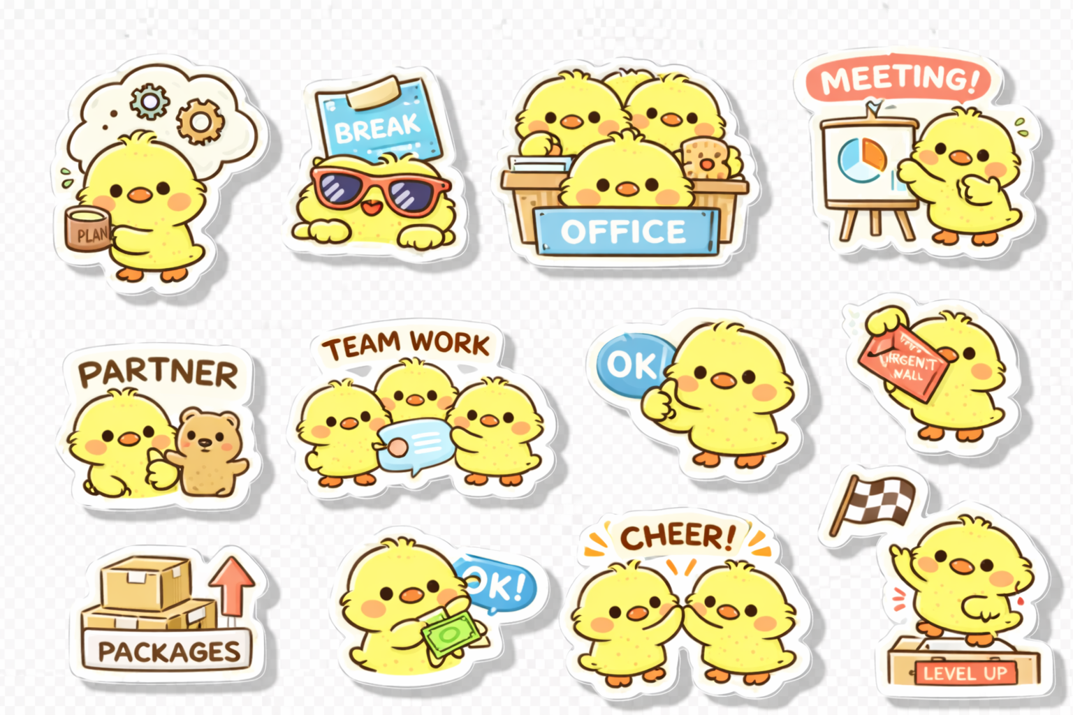 Close-up of cute work sticker details.