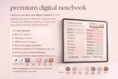 Digital notebook bundle detail slide with premium mockup styling.