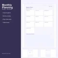 Monthly planning preview from the free simple planner.