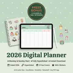 2026 Kawaii Cat Digital Planner hero image.