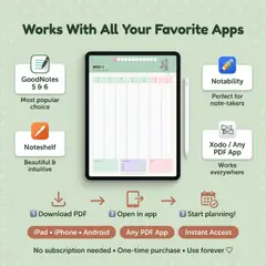 Compatible app and device slide for the kawaii cat planner.
