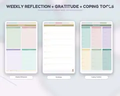 Reflection and gratitude layouts from the mental health journal.