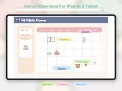 Stickers shown in use on a digital planner page.