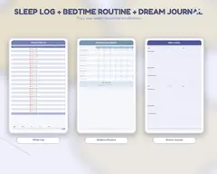Sleep routine and dream journal pages.