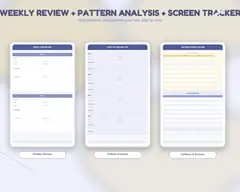 Sleep review, analysis, and screen time tracker pages.