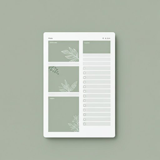 Sage green digital planning page with minimalist botanical illustrations
